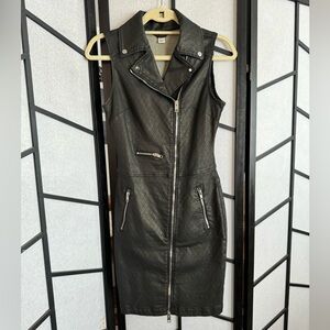 Diesel’s Bodycon Mini Zipper Vest Dress black and gold shimmer